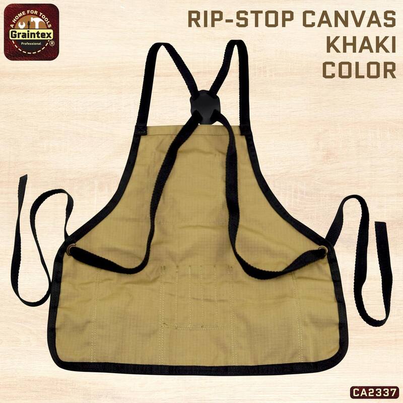 Graintex 16-Pocket Rip-Stop Canvas Khaki Bib Apron - CA2337