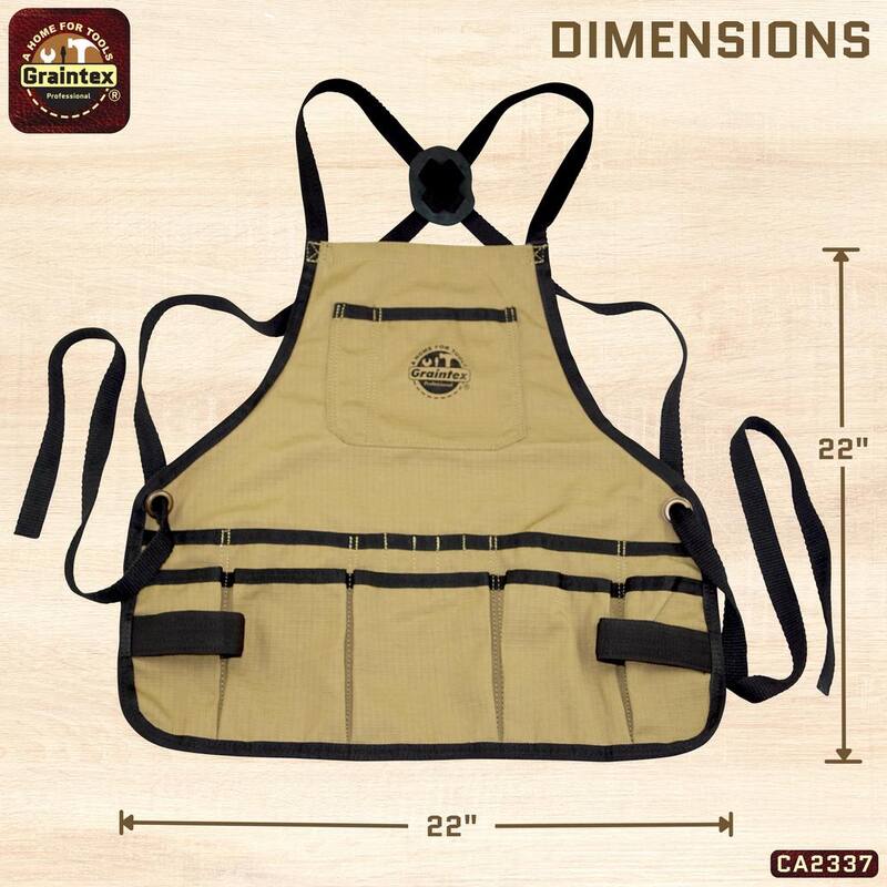 Graintex 16-Pocket Rip-Stop Canvas Khaki Bib Apron - CA2337