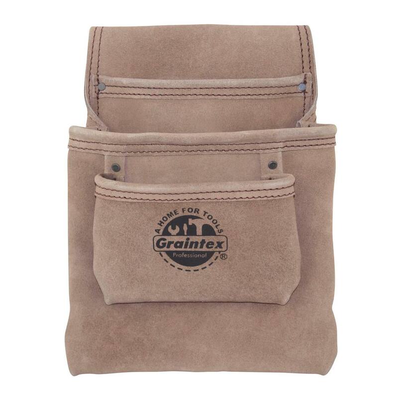 Graintex 3-Pocket Suede Leather Nail and Tool Pouch - SS2048