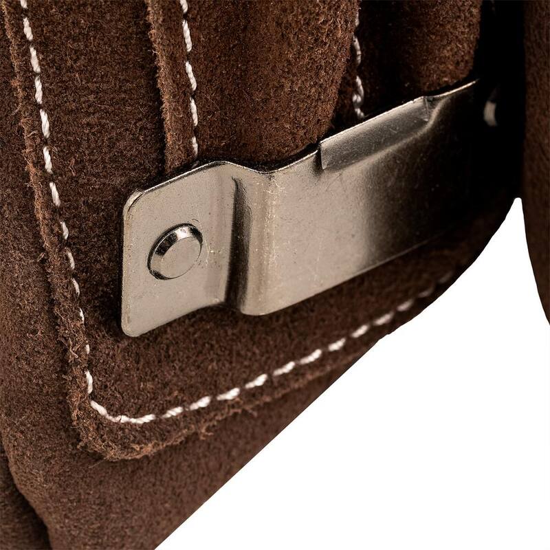 BUCKET BOSS 10 Pocket Suede Leather Work Tool Belt Pouch with Steel Hammer Loop and Tape Measure Holder - 54063