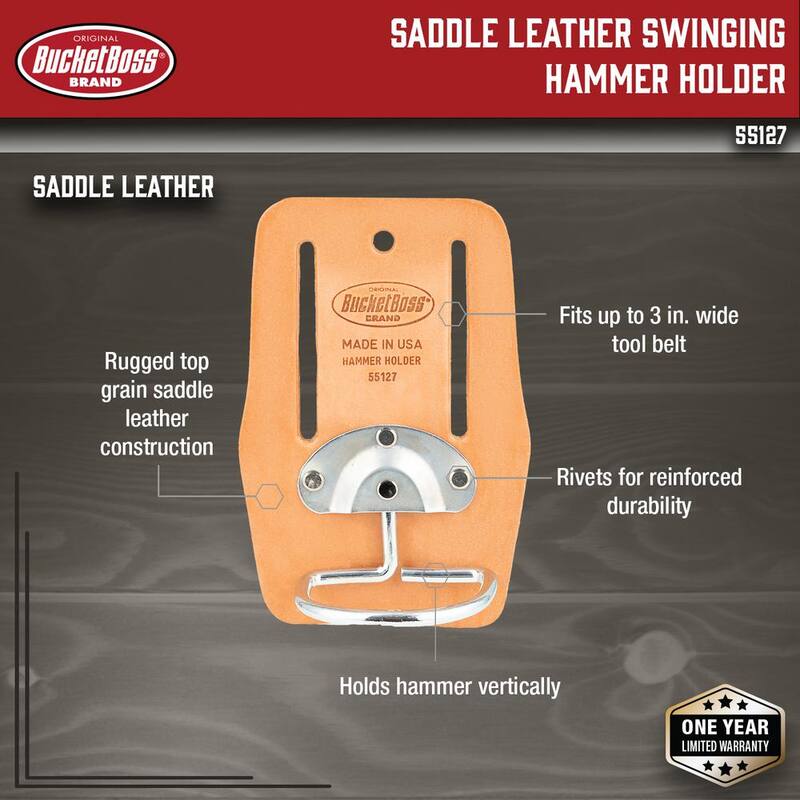 BUCKET BOSS Saddle Leather Swinging Hammer Holder for Work Tool Belts - 55127