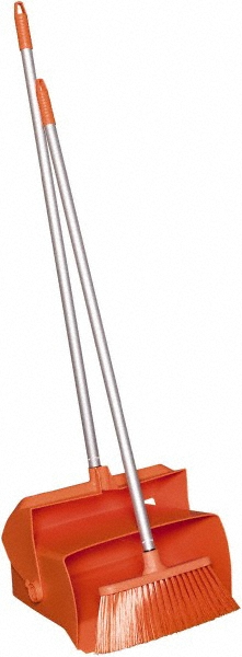 Vikan Lobby Dustpan w/Broom, 14.6", Orange - 62507