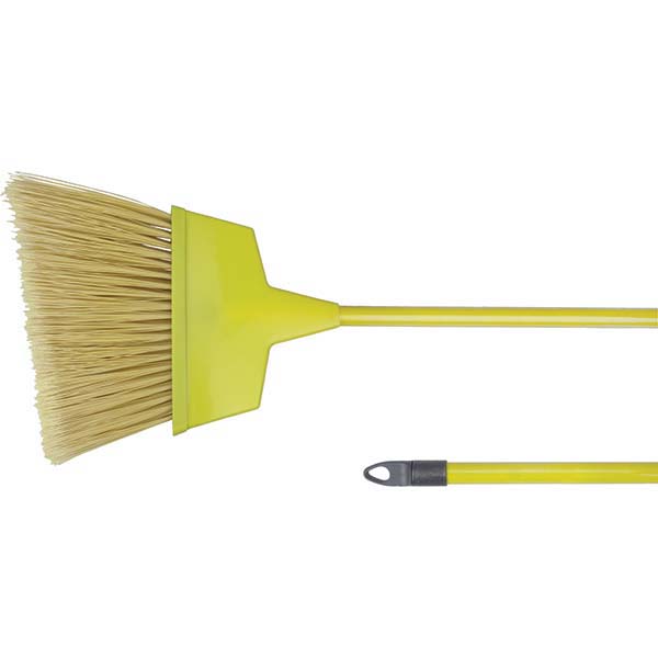 O-Cedar Pack of (4) 13" Wide, Beige Polypropylene Bristles, 54" Metal Handle, Angled Brooms - 91284