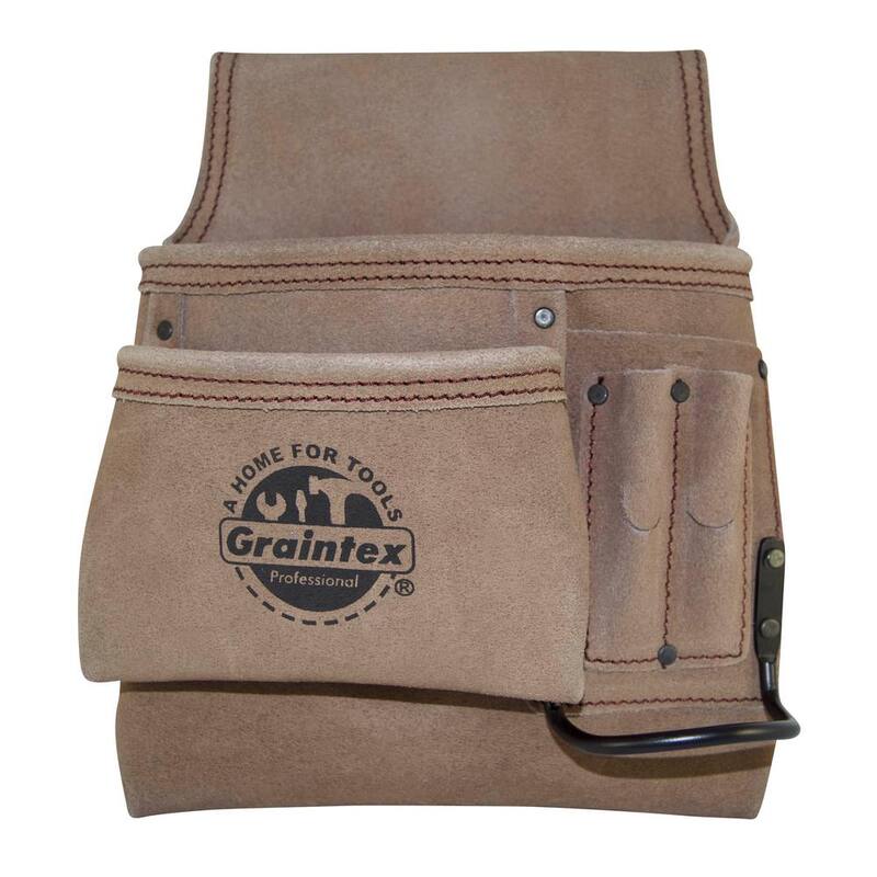 Graintex 5-Pocket Left Handed Nail and Tool Pouch with Suede Leather - SS2292