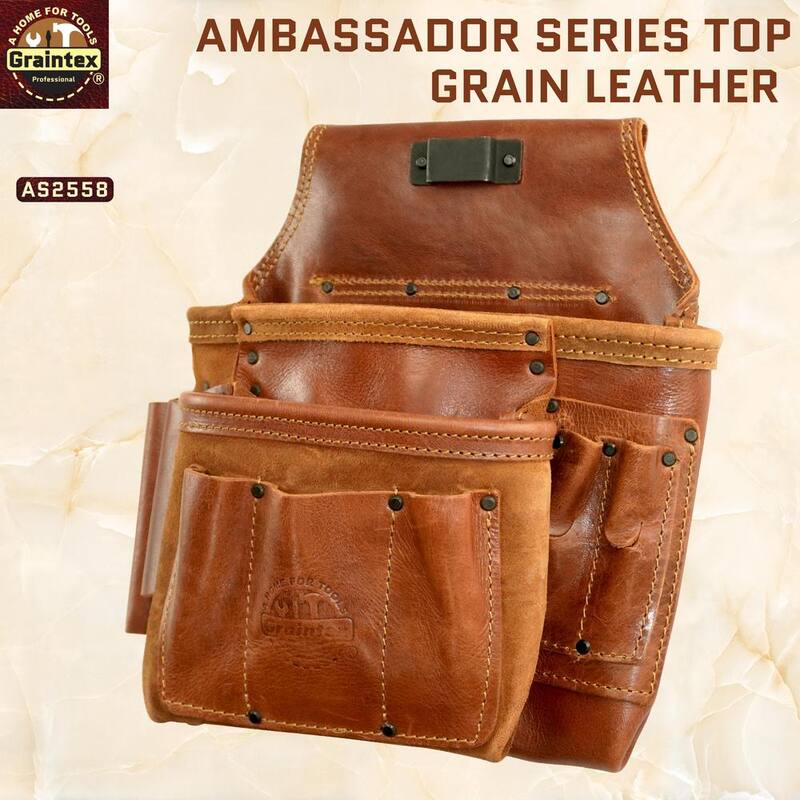Graintex 8-Pocket Framers Professional Tool Pouch with Ambassador Series Top Grain Leather - AS2558