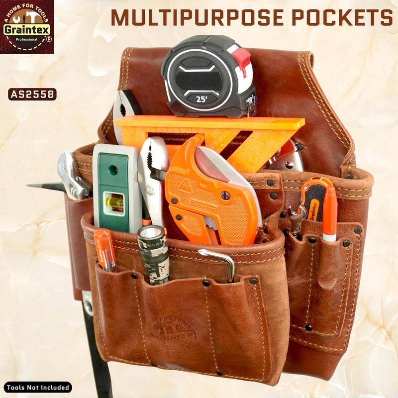 Graintex 8-Pocket Framers Professional Tool Pouch with Ambassador Series Top Grain Leather - AS2558