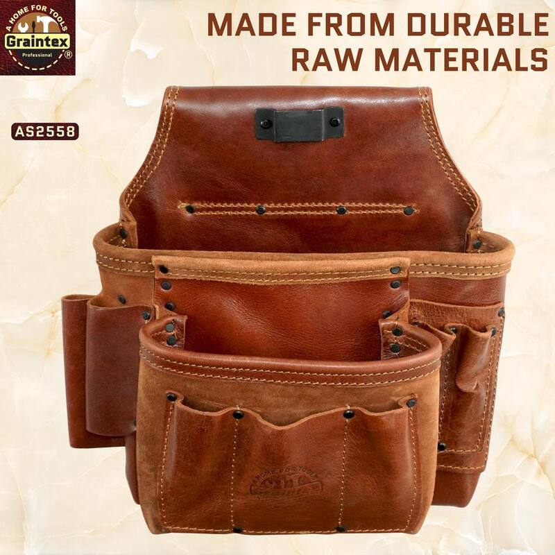 Graintex 8-Pocket Framers Professional Tool Pouch with Ambassador Series Top Grain Leather - AS2558