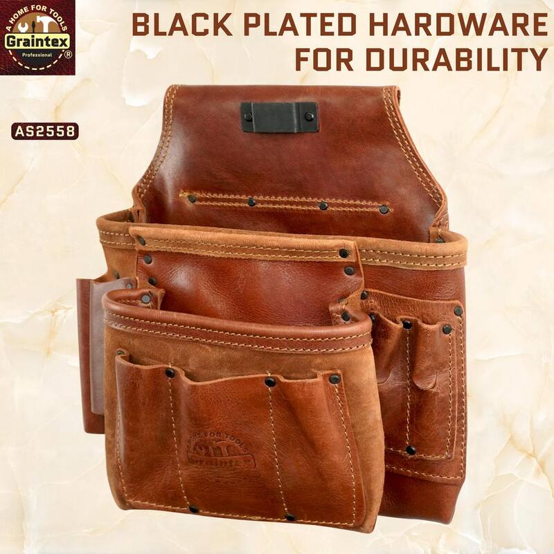 Graintex 8-Pocket Framers Professional Tool Pouch with Ambassador Series Top Grain Leather - AS2558