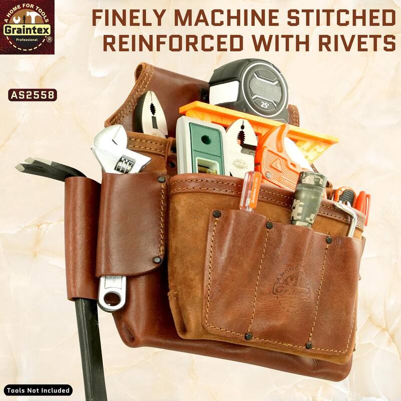 Graintex 8-Pocket Framers Professional Tool Pouch with Ambassador Series Top Grain Leather - AS2558