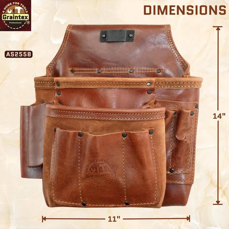 Graintex 8-Pocket Framers Professional Tool Pouch with Ambassador Series Top Grain Leather - AS2558