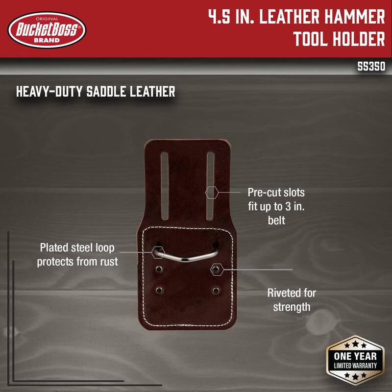 BUCKET BOSS 4.5 in. Leather Hammer Tool Holder for Tool Belts - 55350