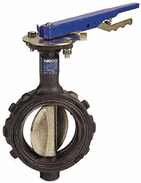 NIBCO Manual Wafer Butterfly Valve: 5" Pipe, Lever Handle - NLH200J