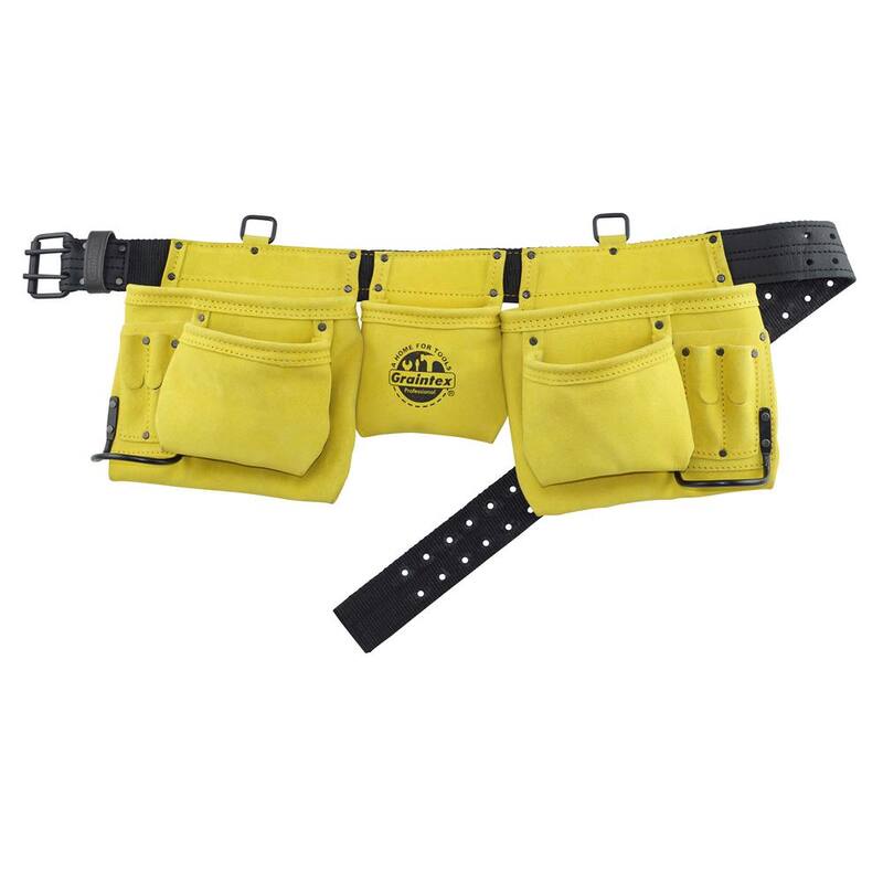 Graintex 11-Pocket Suede Leather Work Apron in Yellow - DS2219