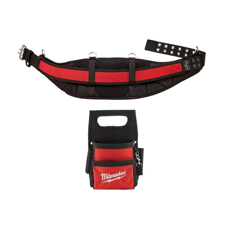 Milwaukee Padded Work Belt with 11 in. Compact Electricians Pouch (2-Piece) - 48-22-8140-48-22-8111
