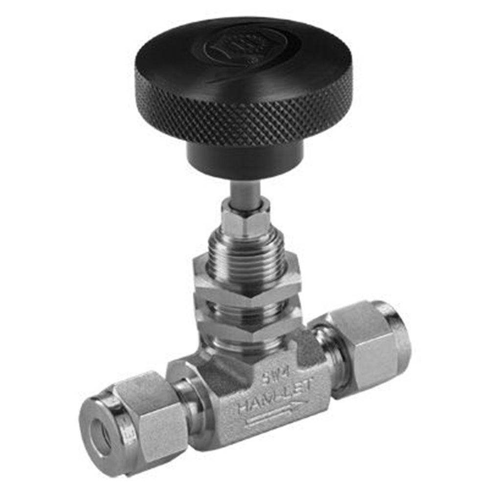 Ham-Let Needle Valve: Round Knob Handle, Straight, 1/4" Pipe, FNPT x FNPT End, Stainless Steel Body - 3204864