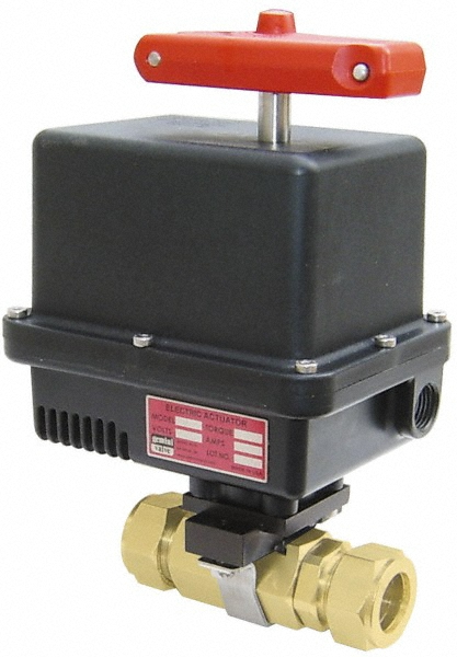 Gemini Valve Motorized Automatic Ball Valve: 1/2" Pipe, Brass - 820416C8512ASP8