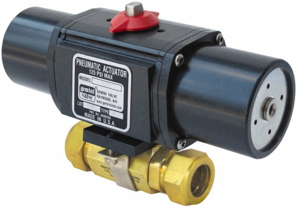 Gemini Valve Motorized Automatic Ball Valve: 1/2" Pipe, Brass - 820416C8512ASP8