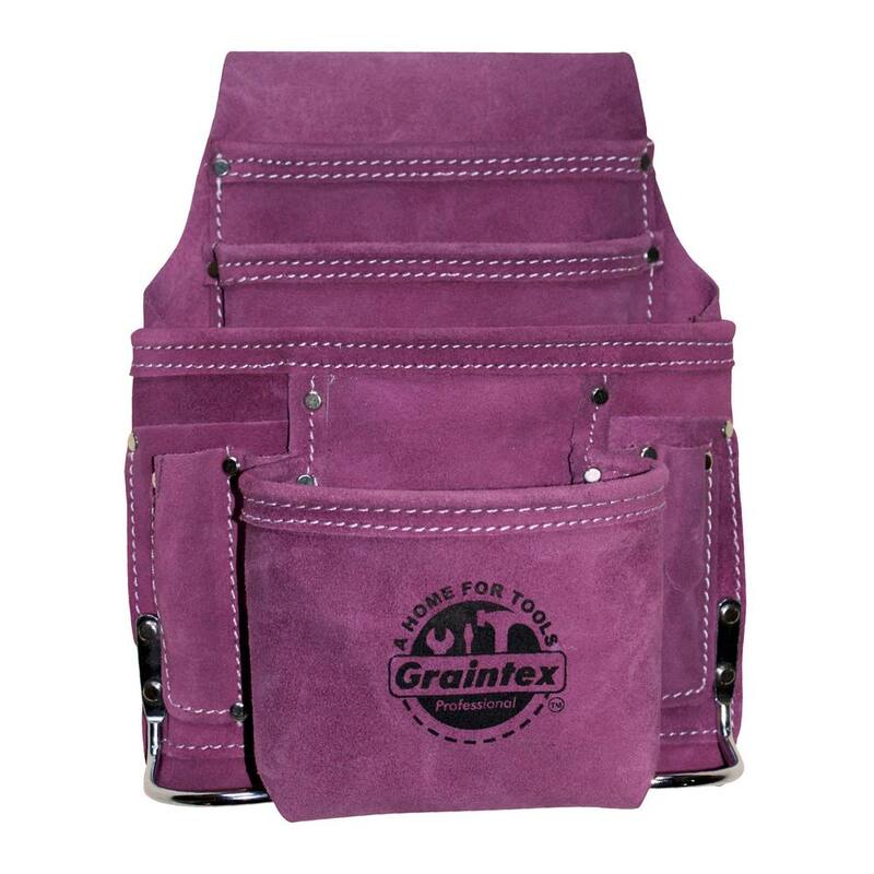 Graintex Purple Suede 10-Pocket Leather Nail and Tool Pouch - SS1123