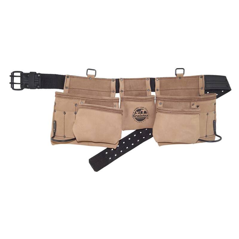 Graintex Beige 12-Pocket Top Grain Leather Tool Apron - DT2122