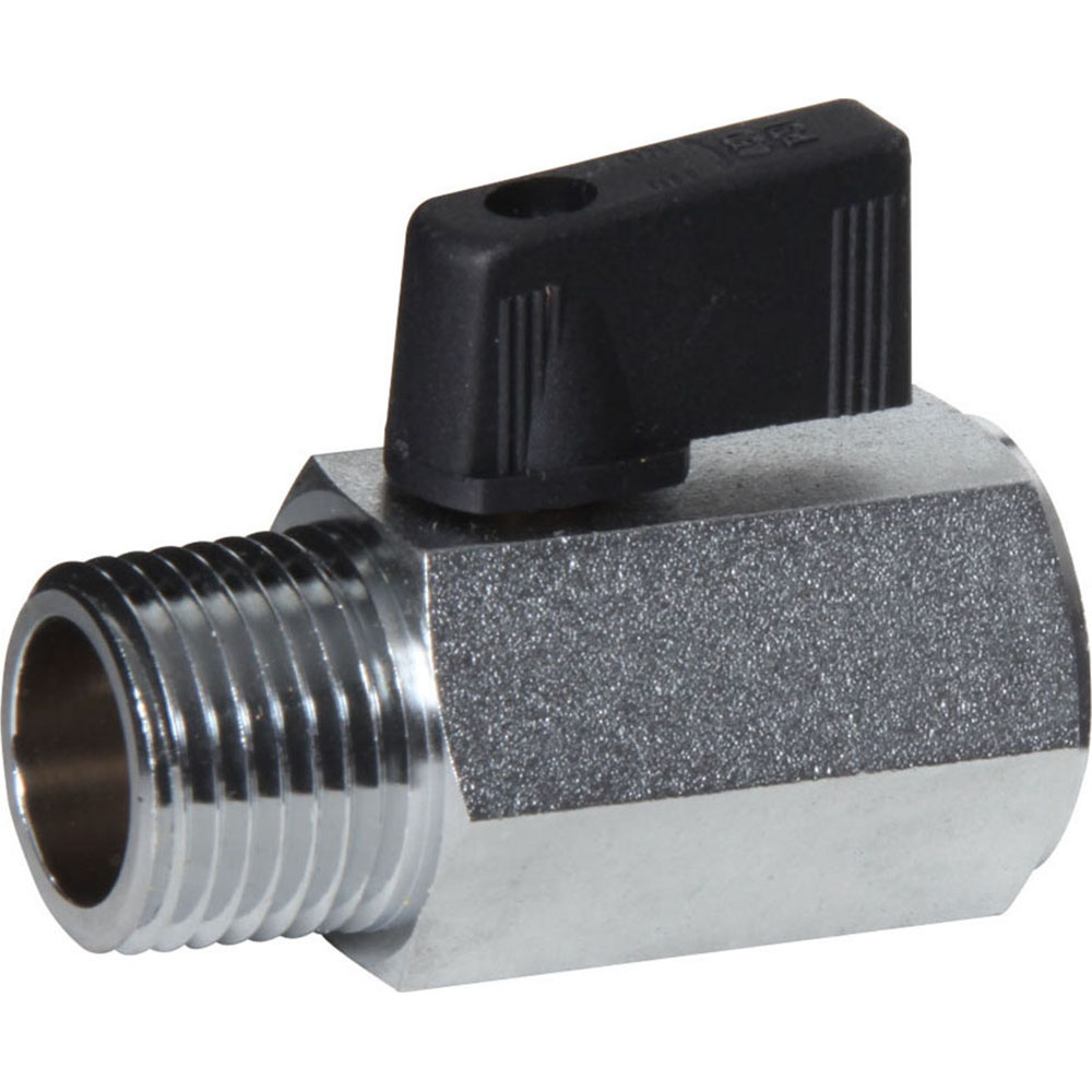 Midwest Control Miniature Manual Ball Valve: 1/8" Pipe, Full Port, Brass - CMV-18NL