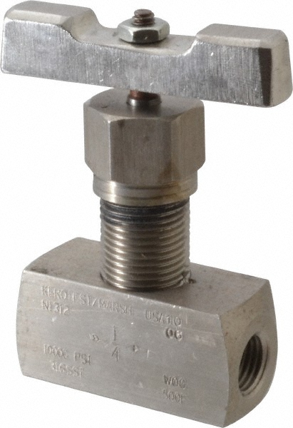 Value Collection Needle Valve: Straight, 1/4" Pipe, Stainless Steel Body - NVA3020