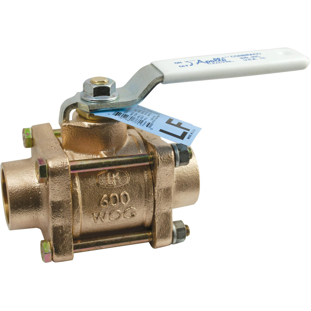 Apollo® Manual Ball Valve: 1/2" Pipe, Full Port, Lead-Free Bronze - 82LF2035759