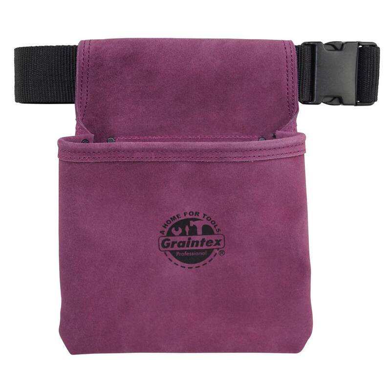 Graintex Purple Suede Leather 1-Pocket Nail and Tool Pouch with Belt - SS2284