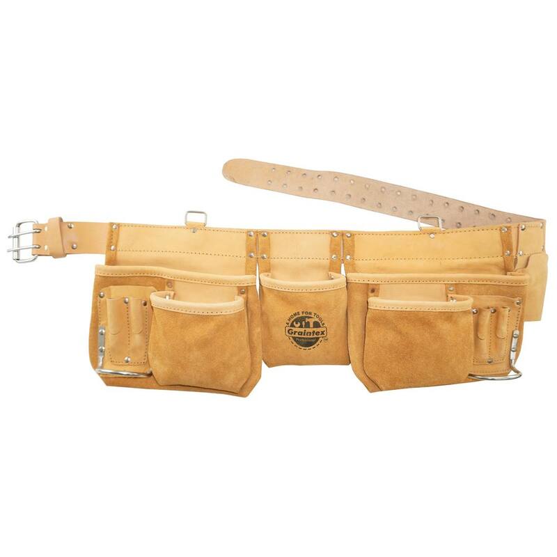 Graintex 12-Pocket Top Grain Leather Work Apron with 2 in. Belt - DT2005