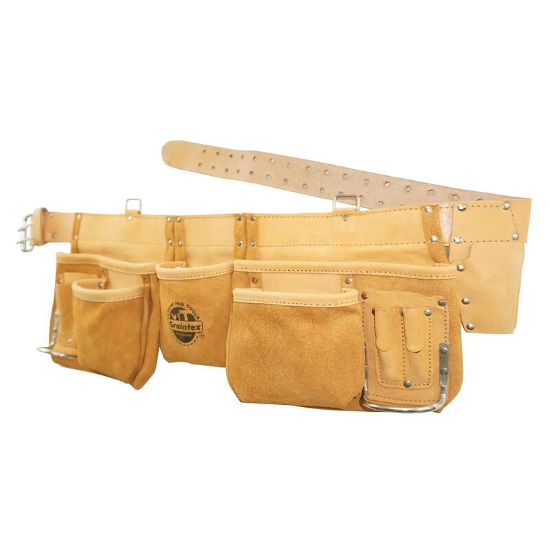 Graintex 12-Pocket Top Grain Leather Work Apron with 2 in. Belt - DT2005
