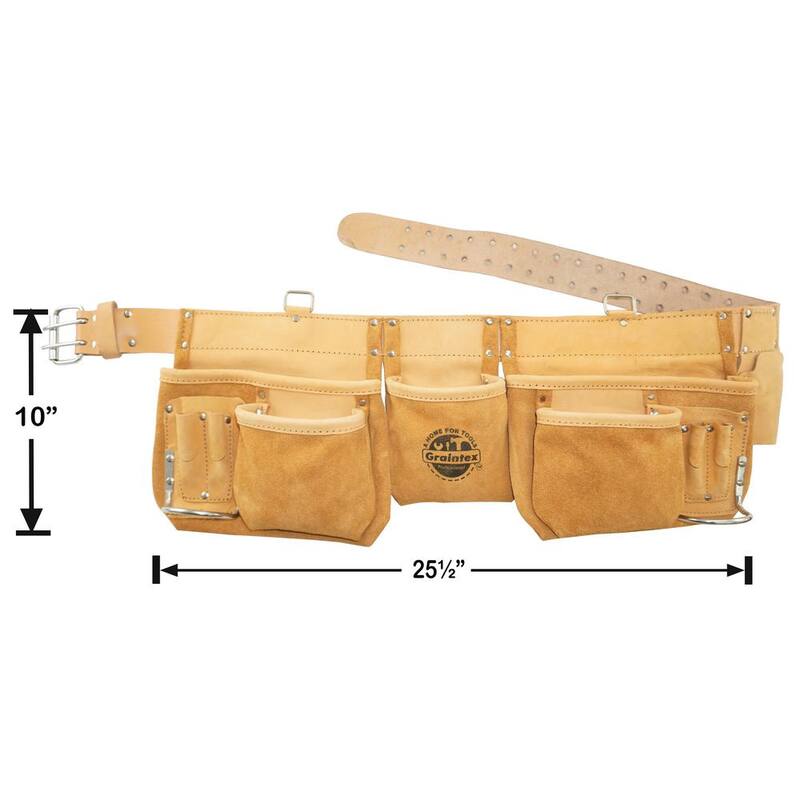 Graintex 12-Pocket Top Grain Leather Work Apron with 2 in. Belt - DT2005