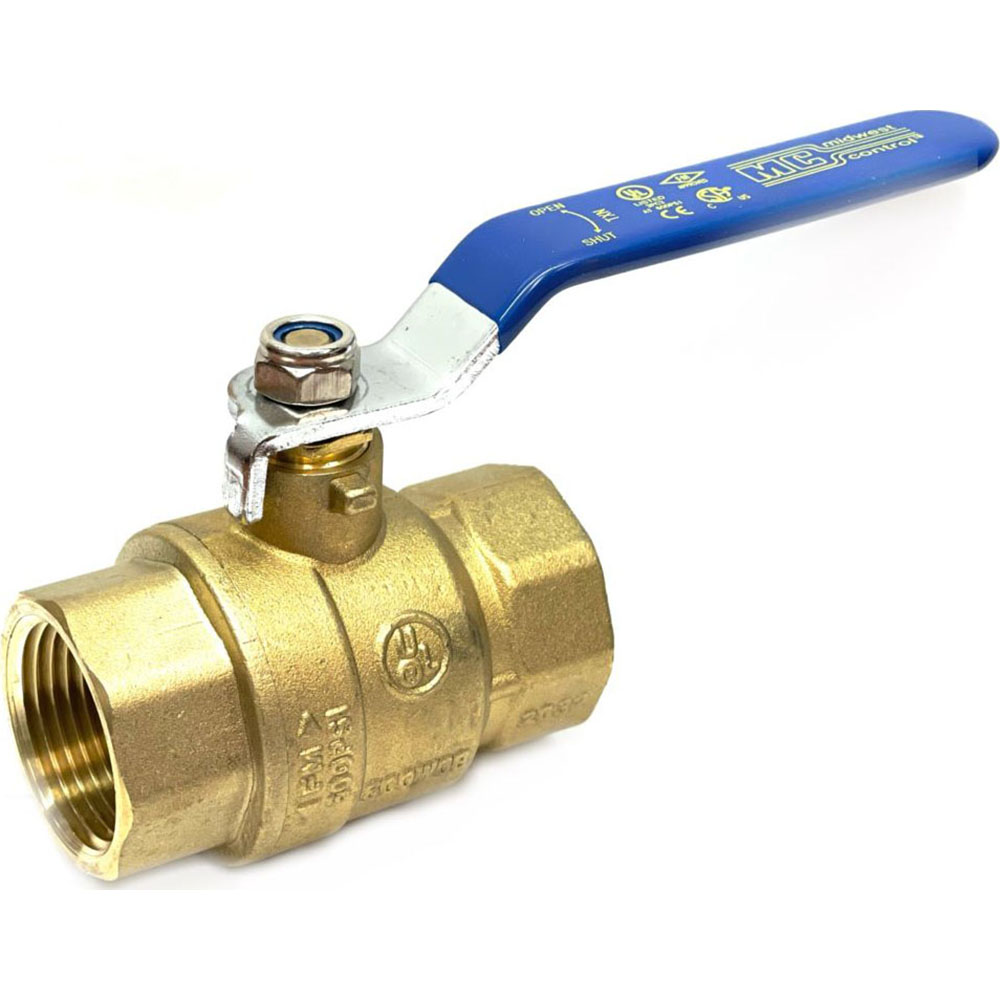 Midwest Control Standard Manual Ball Valve: 2-1/2" Pipe, Full Port, Brass - M-FBB-250