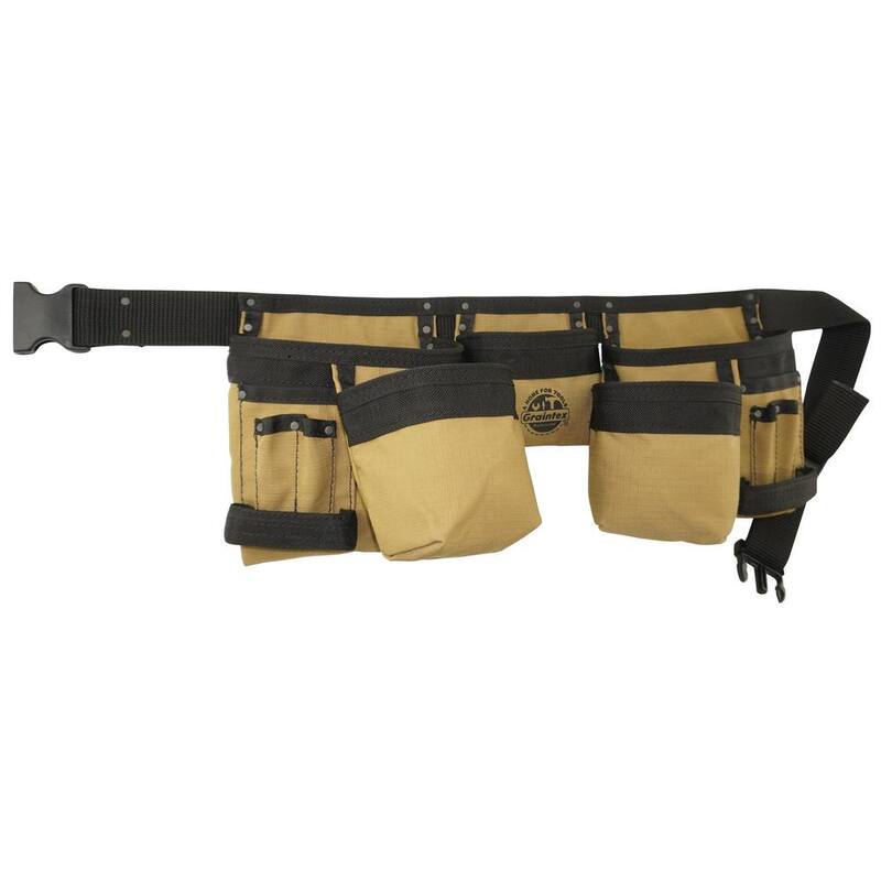 Graintex Khaki Canvas 11-Pocket Finisher Tool Apron - CD2152