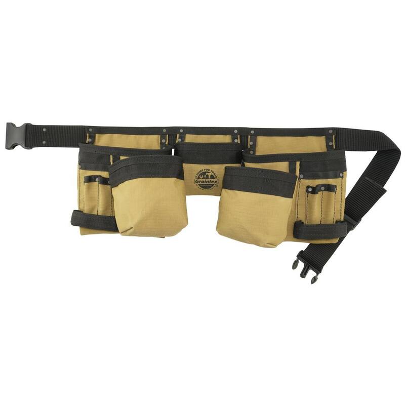 Graintex Khaki Canvas 11-Pocket Finisher Tool Apron - CD2152