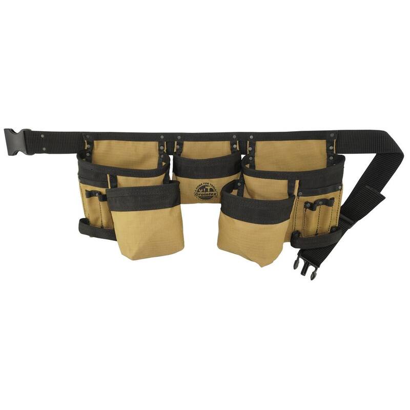 Graintex Khaki Canvas 11-Pocket Finisher Tool Apron - CD2152