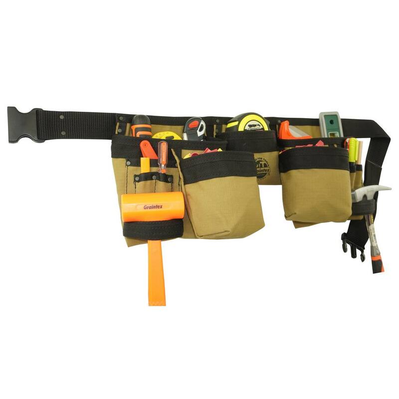Graintex Khaki Canvas 11-Pocket Finisher Tool Apron - CD2152