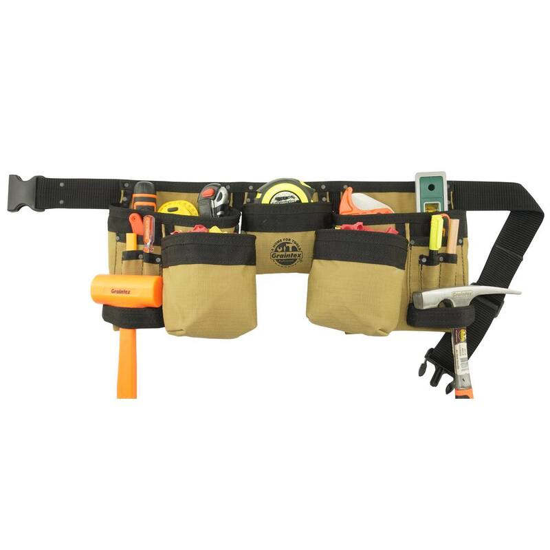 Graintex Khaki Canvas 11-Pocket Finisher Tool Apron - CD2152