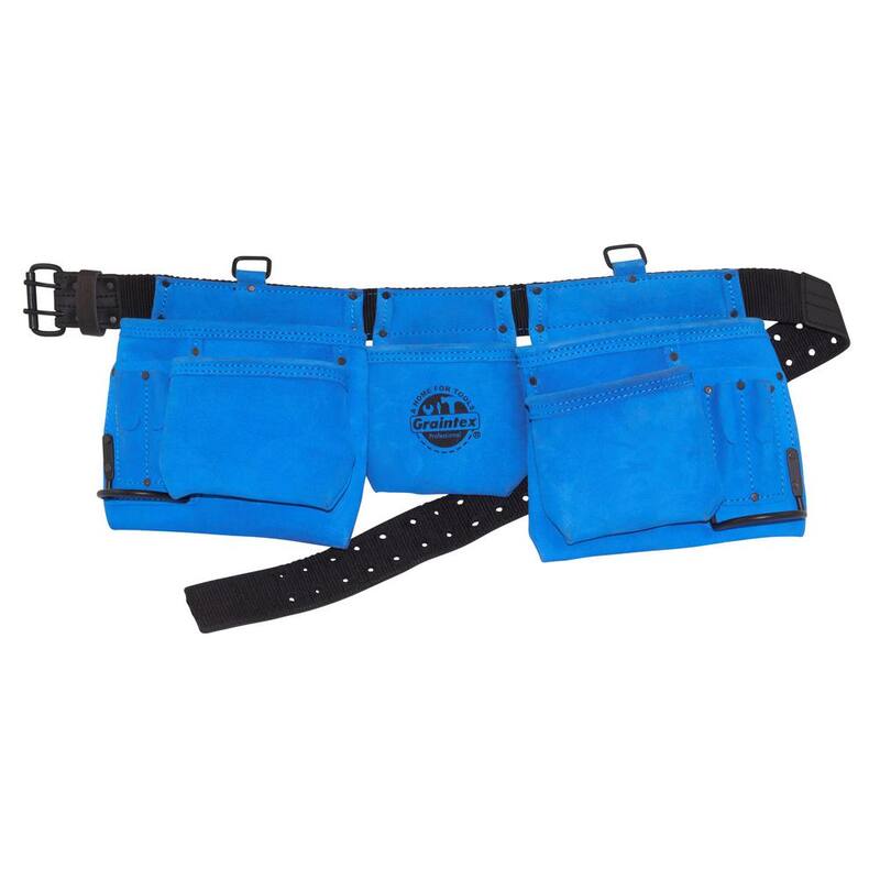 Graintex 11-Pocket Suede leather Work Apron in Blue - DS2131