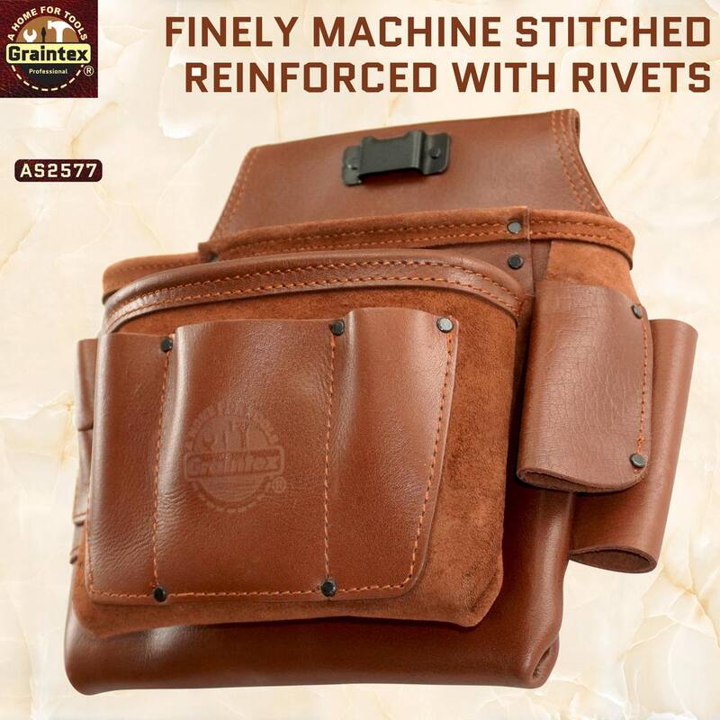 Graintex 5-Pocket Framers Professional Tool Pouch with Ambassador Series Top Grain Leather - AS2577