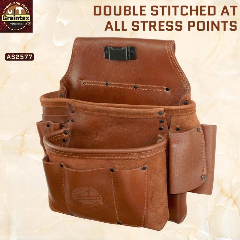 Graintex 5-Pocket Framers Professional Tool Pouch with Ambassador Series Top Grain Leather - AS2577