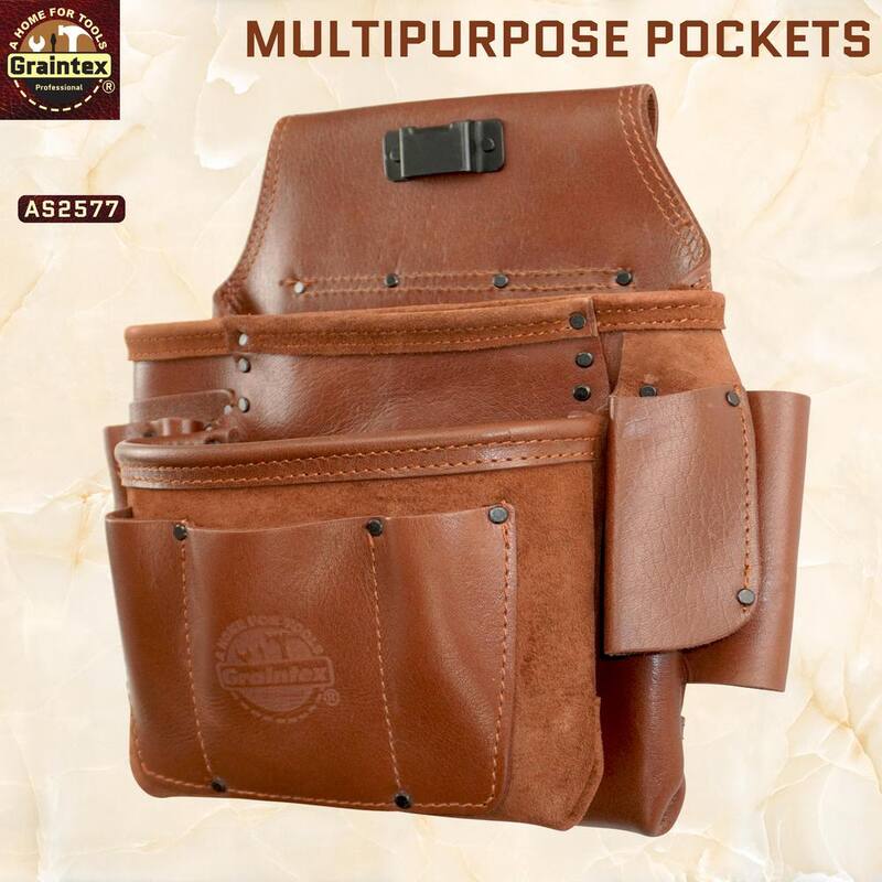 Graintex 5-Pocket Framers Professional Tool Pouch with Ambassador Series Top Grain Leather - AS2577