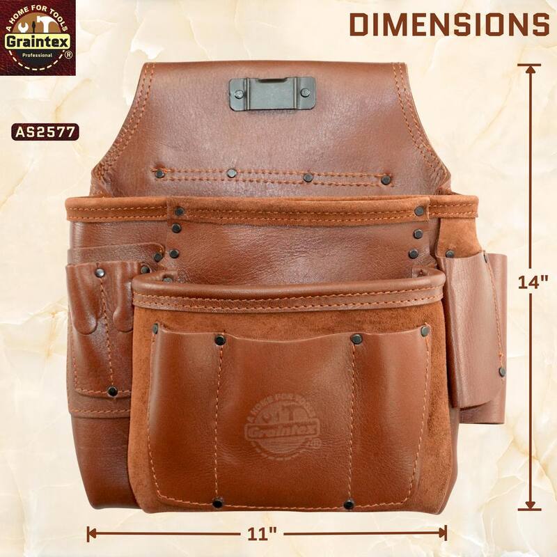 Graintex 5-Pocket Framers Professional Tool Pouch with Ambassador Series Top Grain Leather - AS2577