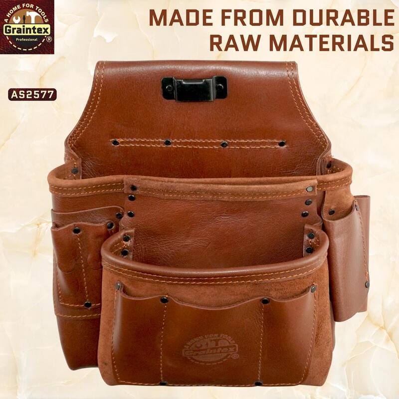 Graintex 5-Pocket Framers Professional Tool Pouch with Ambassador Series Top Grain Leather - AS2577