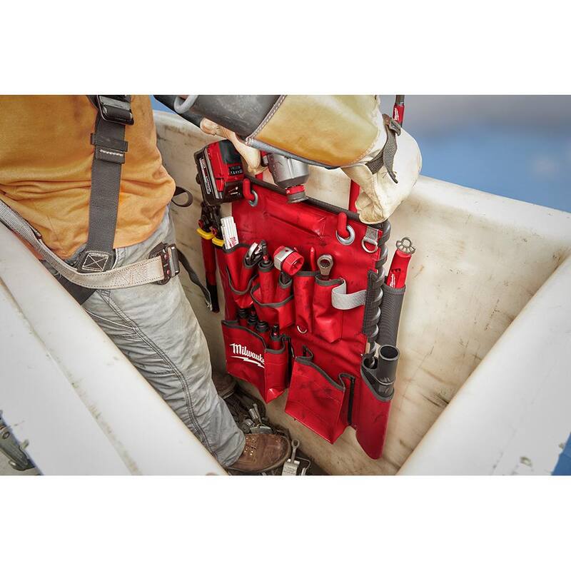 Milwaukee Lineman's Compact Aerial Tool Apron with 36 oz. 4-In-1 Lineman's Hammer - 48-22-9040-48-22-8291