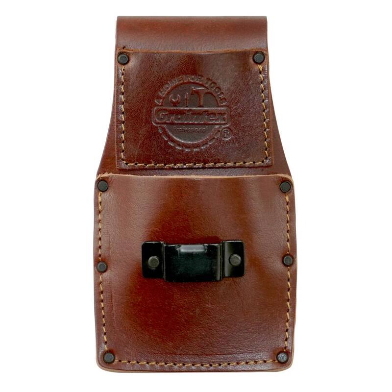 Graintex 2" Brown Ambassador Series Top Grain Leather Measuring Tape Clip - AH2368