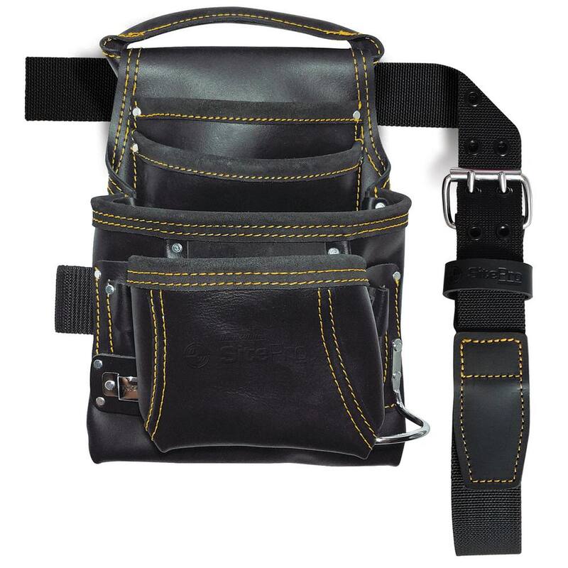 SITE GEAR SiteGear 10 in.10 Pocket Leather Pro Carpenter's Nail and Tool Holster in Black - 51-10113-TSB