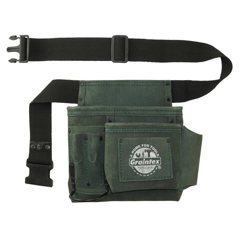 Graintex 5-Pocket Suede Leather Nail and Tool Pouch with Belt - SS2505