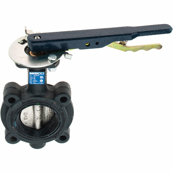 NIBCO Manual Lug Butterfly Valve: 5" Pipe, Lever Handle - NLG200J
