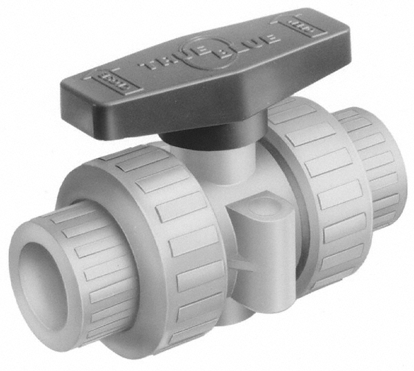 Plast-O-Matic True Union Manual Ball Valve: 1-1/4" Pipe, Full Port - MBV125VT-PV