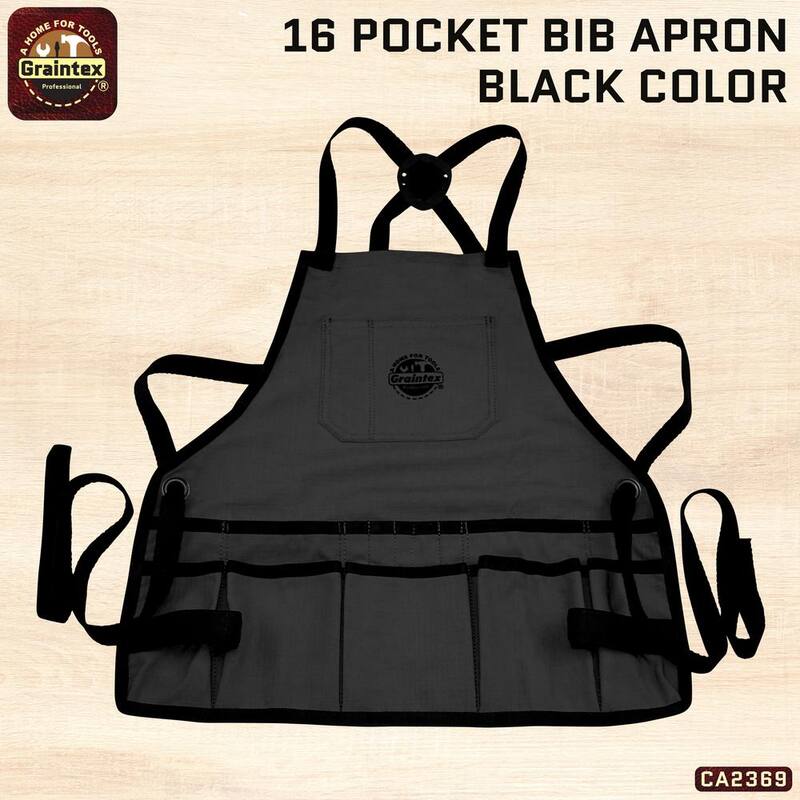 Graintex 16-Pocket Rip-Stop Canvas Orange Bib Apron - CA2369