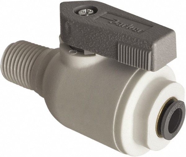Parker Male Connector Bi-Directional Manual Ball Valve: 1/2" Pipe, Full Port - LFPP6VMC8